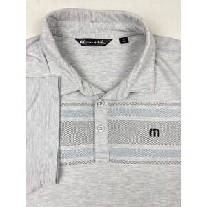 TravisMathew Mens XL Gray Heather Chest Stripe Short Sleeve Golf Polo Shirt